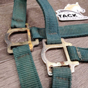 Stiff Nylon Halter, spring snap *fair, v.rusty, faded, stains, dirty