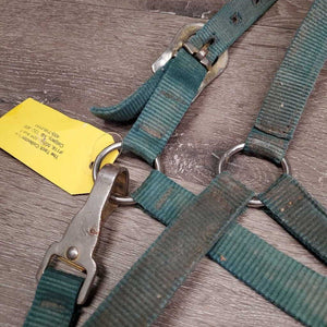Stiff Nylon Halter, spring snap *fair, v.rusty, faded, stains, dirty