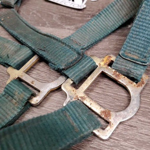 Stiff Nylon Halter, spring snap *fair, v.rusty, faded, stains, dirty