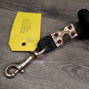 Narrow Short Nylon Lead Rope, tiny snap *fair, v.rusty, rubs, frays & snags, bent fastener