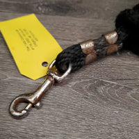 Narrow Short Nylon Lead Rope, tiny snap *fair, v.rusty, rubs, frays & snags, bent fastener
