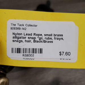 Nylon Lead Rope, small brass alligator snap *gc, rubs, frays, snags, hair