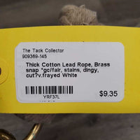 Thick Cotton Lead Rope, Brass snap *gc/fair, stains, dingy, cut?v.frayed