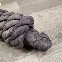 Cotton Lead Rope, brass snap *fair, v.stiff snap, faded, v.dirty, knotted, snags, frays, rubs, discolored
