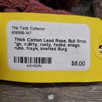 Thick Cotton Lead Rope, Bull Snap *gc, v.dirty, rusty, faded, snags, rubs, frays, knotted