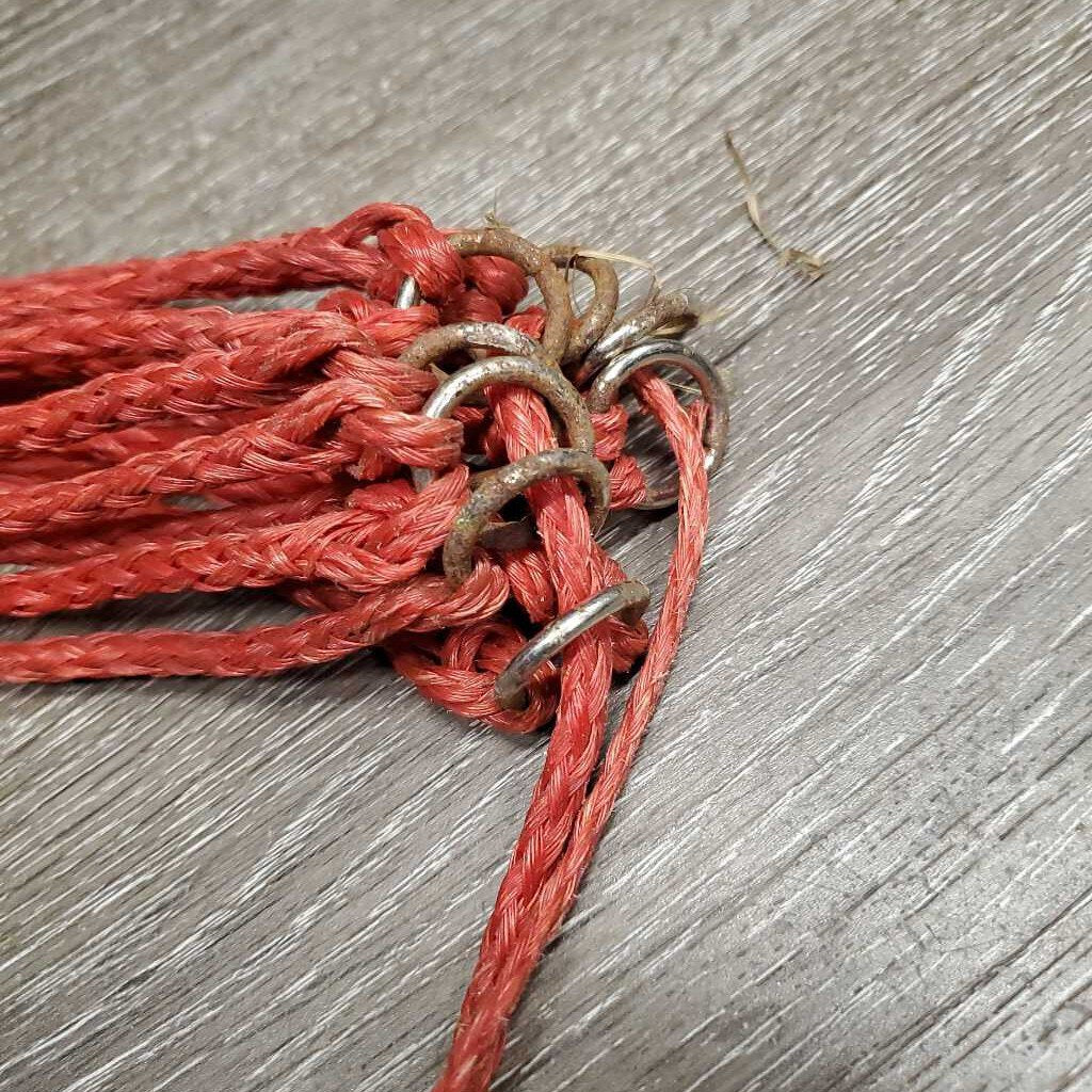 Nylon Rope Hay Net, sm snap *gc, stains, rust, knotted, faded, rubs, s ...