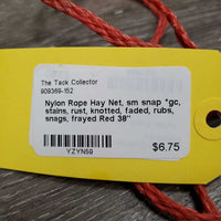 Nylon Rope Hay Net, sm snap *gc, stains, rust, knotted, faded, rubs, snags, frayed
