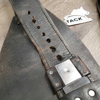 2 Tooled Leather Western Fenders, 2 Spur/Hobble Straps *gc/fair, clean, rubs, xholes, rust, scrapes, torn hardware edge, v.rough edges
