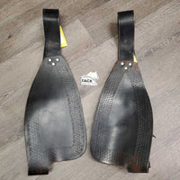 2 Tooled Leather Western Fenders, 2 Spur/Hobble Straps *gc/fair, clean, rubs, xholes, rust, scrapes, torn hardware edge, v.rough edges
