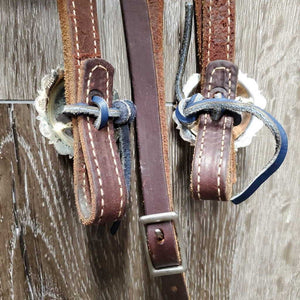 Soft Double Stitched Headstall, Concho/Bling buckles, leather ties *xc, clean