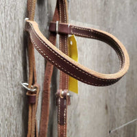 Soft Double Stitched Headstall, Concho/Bling buckles, leather ties *xc, clean
