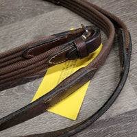 Cotton Web Reins, finger stoppers, laces *vgc/fair, clean, mnr snags/pops, dry, stiff, HOOK