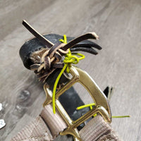 Thick Nylon Halter, adj, snap, tied on leather lined noseband *gc, clean, stains, dingy, mnr frayed holes, rubs, snags