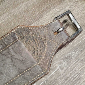 Hvy Leather Back Cinch, 2 Billets & Laces *gc/fair, clean, stains, v.scraped, sliced & cracked, chewed edges