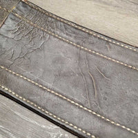 Hvy Leather Back Cinch, 2 Billets & Laces *gc/fair, clean, stains, v.scraped, sliced & cracked, chewed edges
