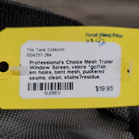 Mesh Trailer Window Screen, velcro *gc/fair, sm holes, bent mesh, puckered seams, clean, stains?residue, threads
