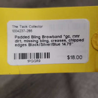Padded Bling Browband *gc, mnr dirt, missing bling, creases, chipped edges
