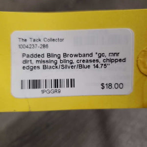 Padded Bling Browband *gc, mnr dirt, missing bling, creases, chipped edges