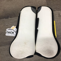 Pr Open Front Boots, velcro *vgc/gc, clean, mnr hair, rubs & scrapes, older

