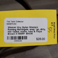 Hvy Nylon Western Running Martingale, snap *gc, dirty, mnr faded, stains, rubs & frays
