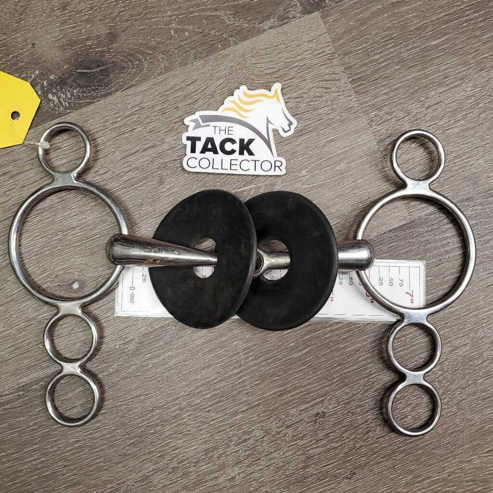 Med Hvy Three Ring Jointed Elevator Gag Bit, Rubber Bit Guards *gc, dirty, stains, scratches, rubs