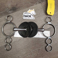 Med Hvy Three Ring Jointed Elevator Gag Bit, Rubber Bit Guards *gc, dirty, stains, scratches, rubs
