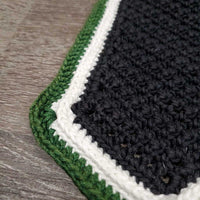 Square Crochet Fly Veil Ear Bonnet, Charm *vgc, mnr faded & hair, edges: curled, stains/discolored
