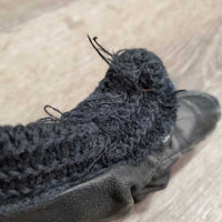 Pr Leather & Hvy Crochet Riding Gloves *gc, clean, curled, faded, snags, threads, thin spots
