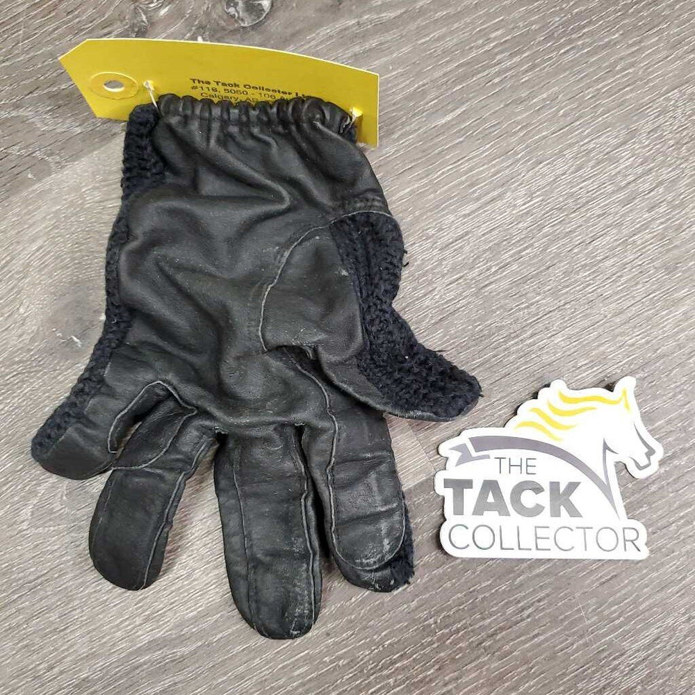 1 ONLY LEFT - Leather & Crochet Riding Glove *gc, clean, faded, threads, rubs, curled, thin finger end