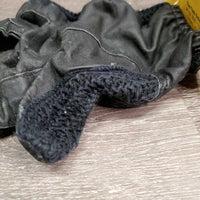 1 ONLY LEFT - Leather & Crochet Riding Glove *gc, clean, faded, threads, rubs, curled, thin finger end

