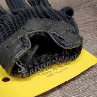 1 ONLY LEFT - Leather & Crochet Riding Glove *gc, clean, faded, threads, rubs, curled, thin finger end
