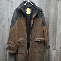 "Line Rider" Long Oilskin Jacket, zipper, snaps *vgc, rubs, stains, older
