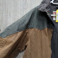 "Line Rider" Long Oilskin Jacket, zipper, snaps *vgc, rubs, stains, older