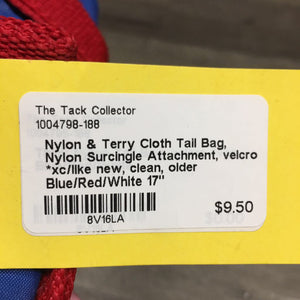 Nylon & Terry Cloth Tail Bag, Nylon Surcingle Attachment, velcro *xc/like new, clean, older