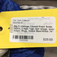 Vintage Closed Front Scrim Sheet, 2 legs *vgc, mnr snags, tears, frays, dingy, stains
