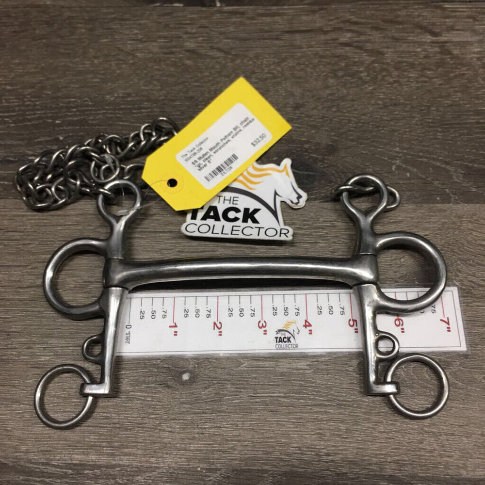 SS Mullen Mouth Pelham Bit, chain *gc, clean, scratches, stains, residue