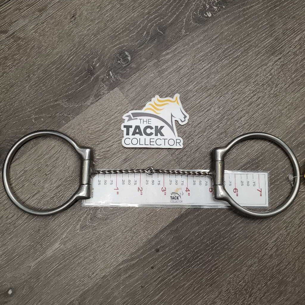 v.thin single Twisted Wire Western D Ring Snaffle Bit *gc, dirty, scuffs