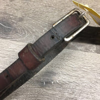 Western Narrow Leather Chin - Curb Strap, 1 Leather Keeper *fair, clean, cracked, older, rust