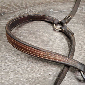 Narrow Drop Noseband *gc/fair, older, rusty, keeprs: broken, unstitched & loose, rusty, older, scrapes, slices