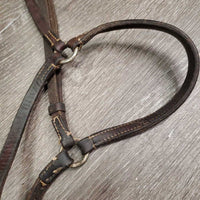 Narrow Drop Noseband *gc/fair, older, rusty, keeprs: broken, unstitched & loose, rusty, older, scrapes, slices
