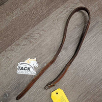 Thick Double Leather Strap & Buckle; throatlatch? *gc, older, stains, dents, rubs, scraped edges, loose buckle
