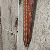 SoftWestern Headstall, Rawhide Buttons, Silver, Chicago Screws, Split Reins *vgc, clean, mnr scrapes, stains & chews, loose silver & stitching