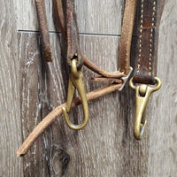 Harness Leather Headstall, Snaps, Vintage Glass Conchos *vgc, mnr scrapes, stains & rubs *Throatlatch: xc, clean, rubs/scrapes
