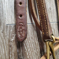 Harness Leather Headstall, Snaps, Vintage Glass Conchos *vgc, mnr scrapes, stains & rubs *Throatlatch: xc, clean, rubs/scrapes
