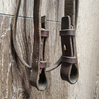 Flat Wide Soft Bridle *N0 Noseband, gc, older, clean, stretched & loose keepers, stain
