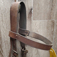 Flat Wide Soft Bridle *N0 Noseband, gc, older, clean, stretched & loose keepers, stain
