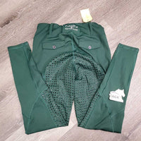 unlined Sticky Full Seat Riding Tight Breeches, Pull On, Pockets *vgc/gc, seam rubs & frays, unstitched seams/threads
