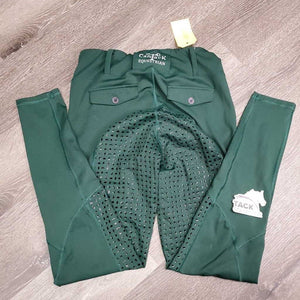 unlined Sticky Full Seat Riding Tight Breeches, Pull On, Pockets *vgc/gc, seam rubs & frays, unstitched seams/threads
