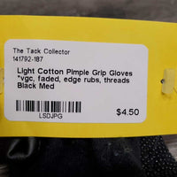Light Cotton Pimple Grip Gloves *vgc, faded, edge rubs, threads
