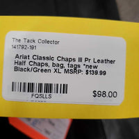 Pr Leather Half Chaps, bag, tags *new
